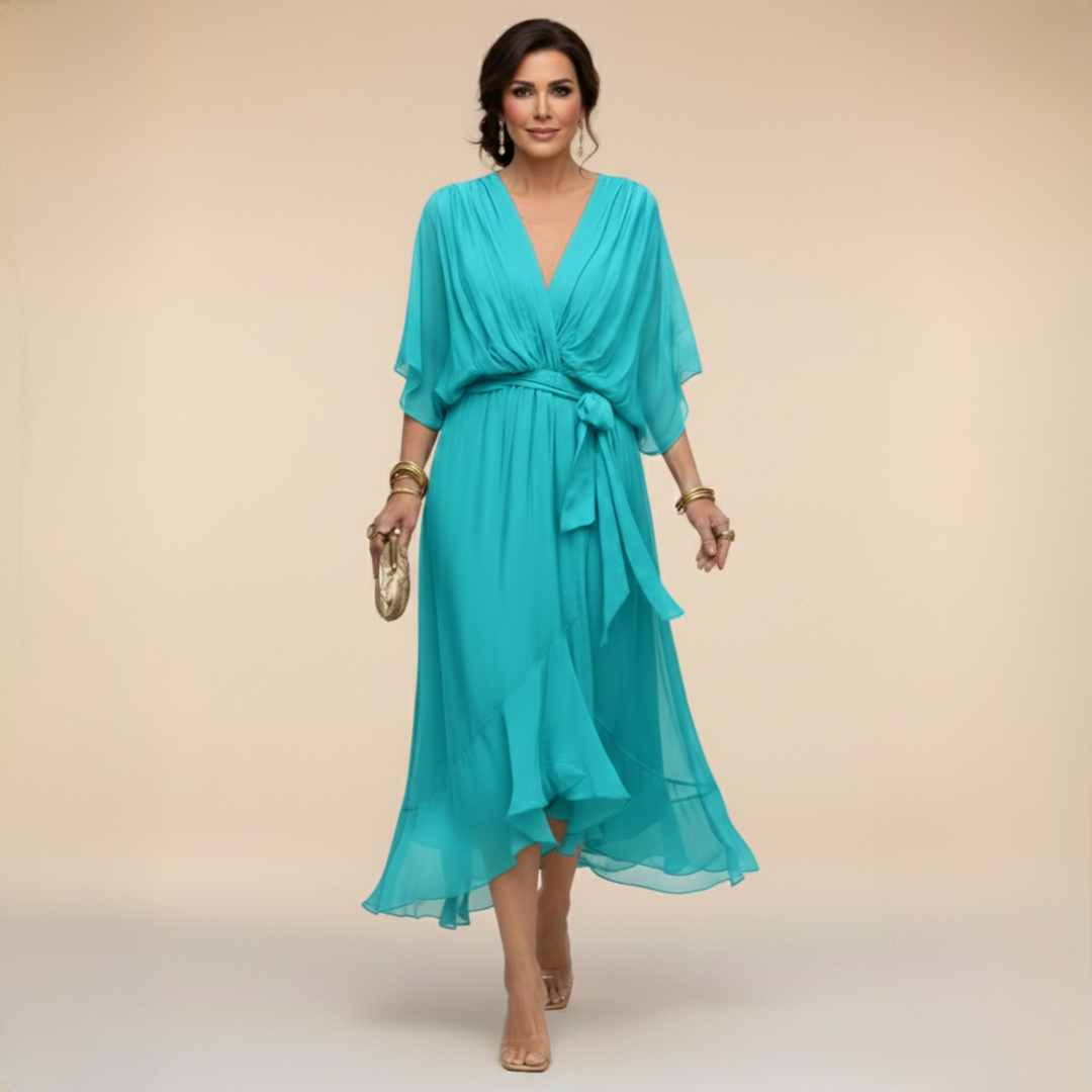 Rosemary Flowing V-Neck Silhouette Dress