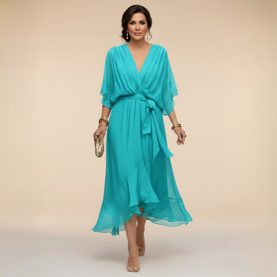 Rosemary Flowing V-Neck Silhouette Dress