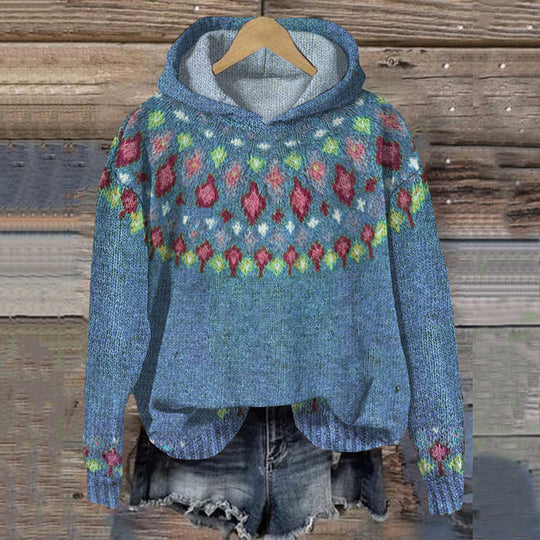 Rosy Colorful Knit Hoodie