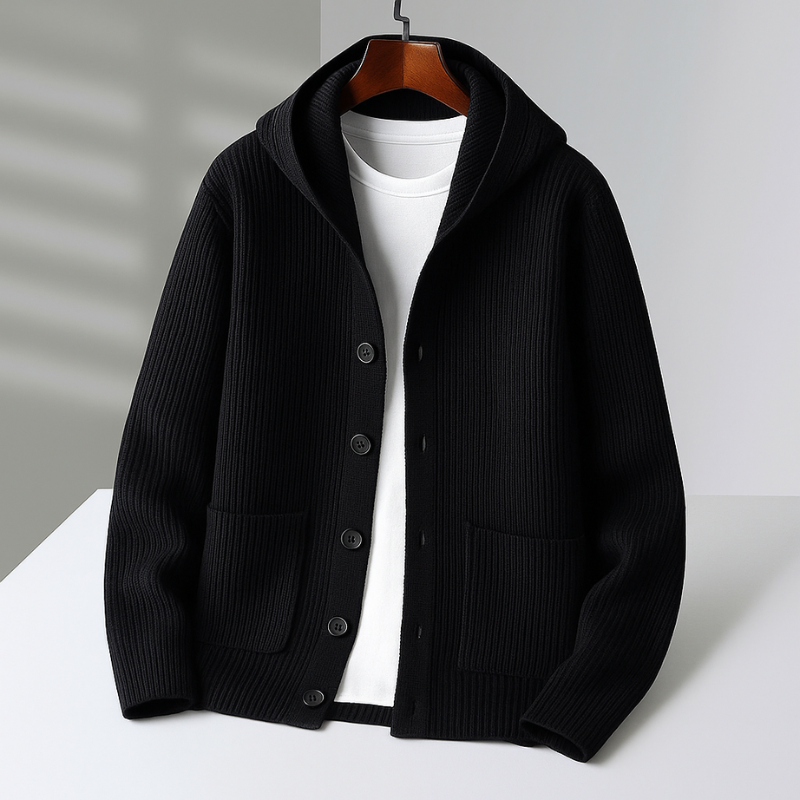 Riley Unisex Modern Knit Cardigan with Hood