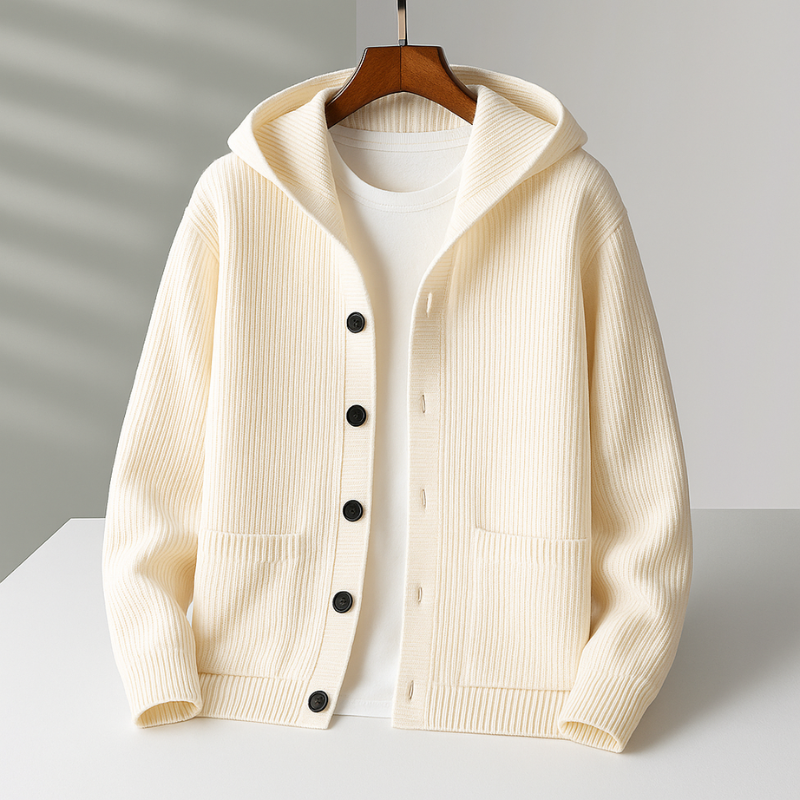 Riley Unisex Modern Knit Cardigan with Hood