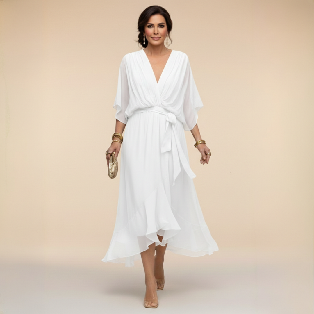 Rosemary Flowing V-Neck Silhouette Dress