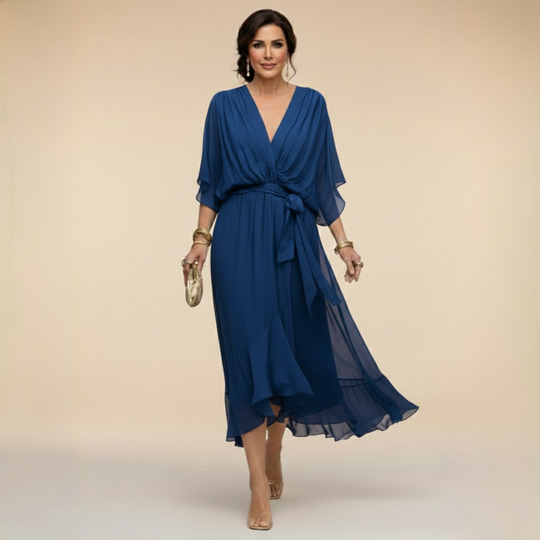 Rosemary Flowing V-Neck Silhouette Dress