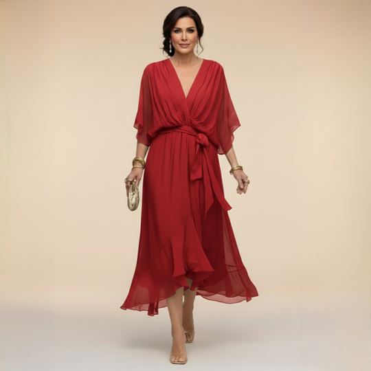 Rosemary Flowing V-Neck Silhouette Dress