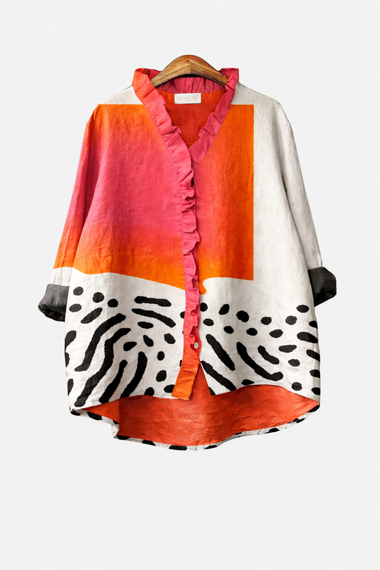 Elizabeth Elegant Linen Summer Blouse