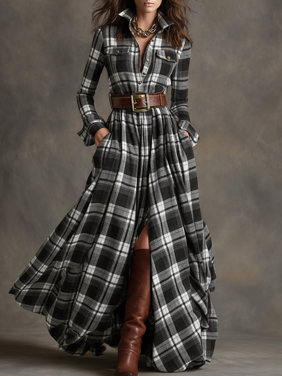 Sophie Checked Maxi Dress
