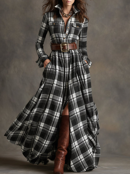 Sophie Checked Maxi Dress