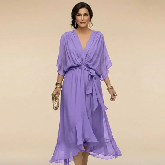 MARTA™ | VESTIDO DE CHIFFON CON ESCOTE EN V