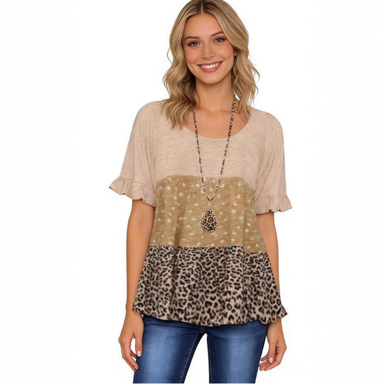 Molly Leopard Mixed Print Top