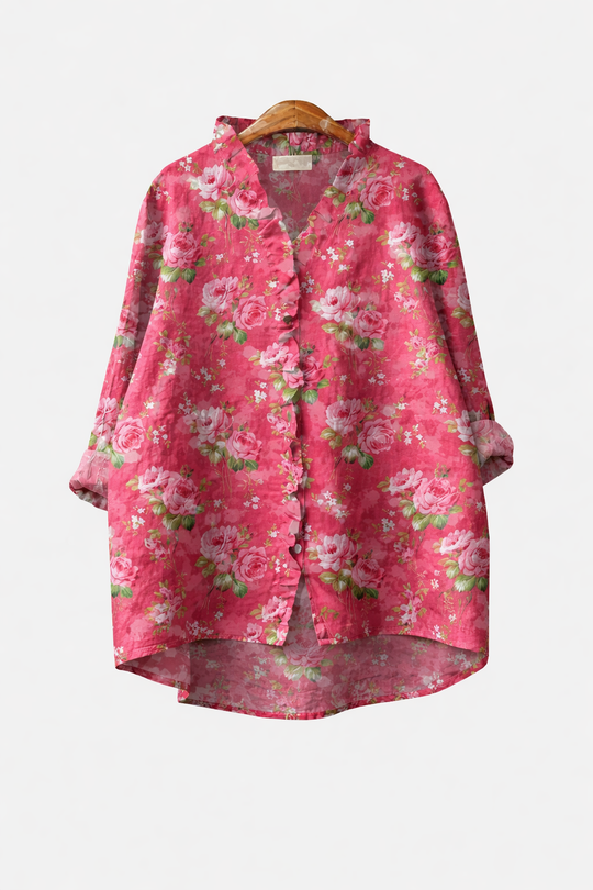 Elizabeth Elegant Linen Summer Blouse