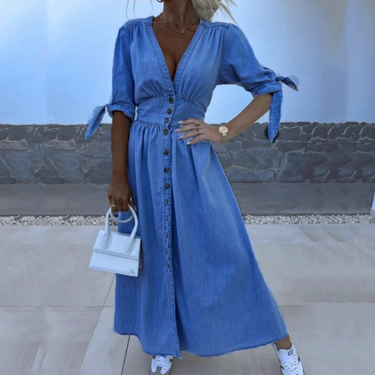 Daisy Denim Maxi Dress