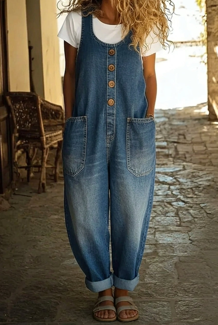 Kathy Vintage Washed Denim Overalls