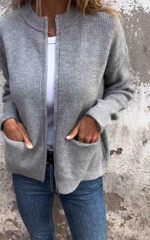 Eva Soft Knitted Zip Cardigan