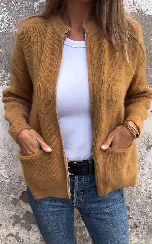 Eva Soft Knitted Zip Cardigan