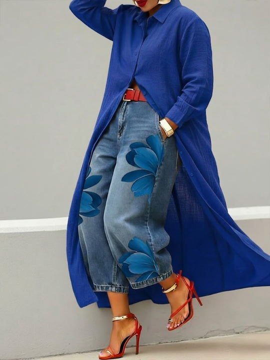 Daniella Linen Dress & Denim Floral Set