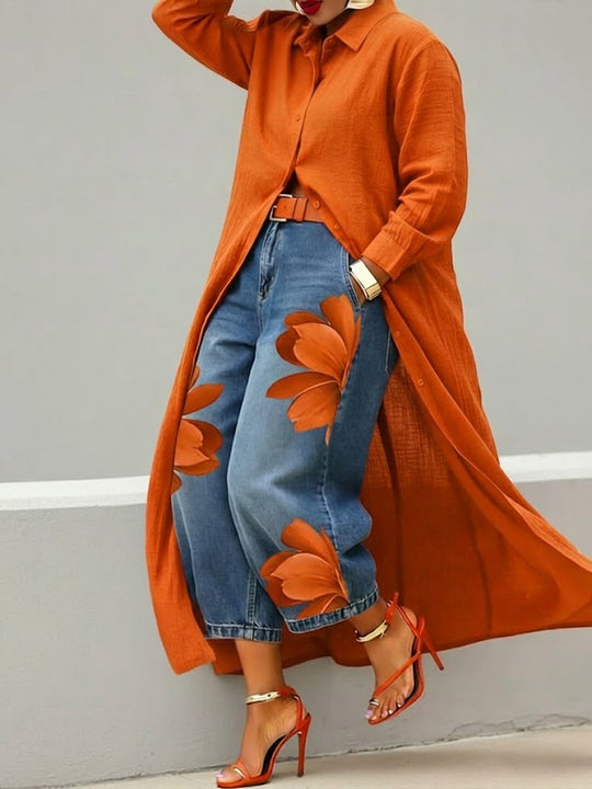 Daniella Linen Dress & Denim Floral Set