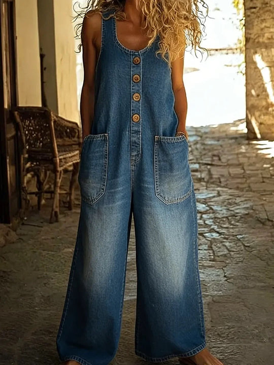 Kathy Vintage Washed Denim Overalls