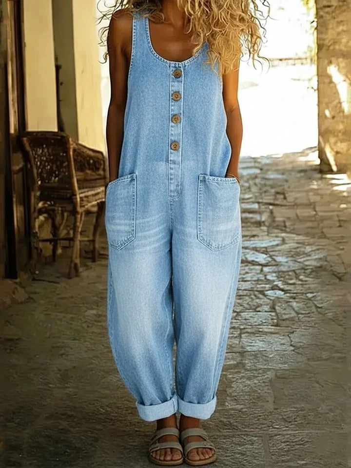 Kathy Vintage Washed Denim Overalls
